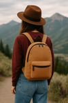 Premium Tan Canvas Backpack for Men & Women – Durable Travel Rucksack with Leather Zippers, Casual Daypack for School, Work, Hiking & Everyday Use