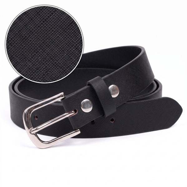 Handcrafted Textured Black Genuine Leather Belt for Men – Premium Saffiano Leather Dress & Casual Belt with Gift Box