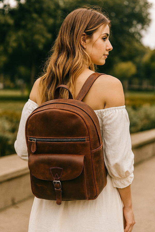 Marseille Leather Backpack – Walnut Brown