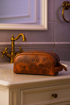 Omaha Leather Toiletry Bag - Caramel Brown