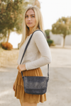Caravaca Leather Crossbody Bag - Spruce Blue
