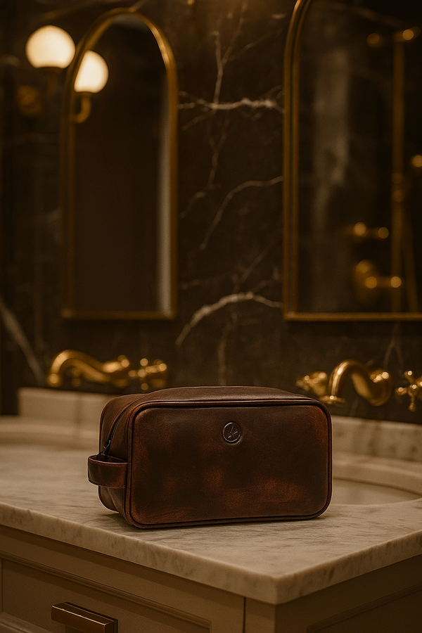 Vacone Leather Toiletry Bag - Walnut Brown