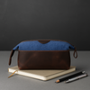 Valencia Canvas Leather Toiletry Bag - Blue