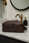 Omaha Leather Toiletry Bag - Walnut Brown
