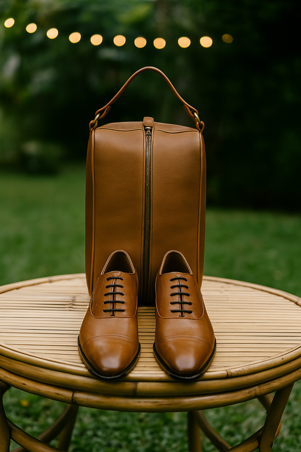 Andalusia Leather Shoe Bag - Tan ( WB-118 -D )
