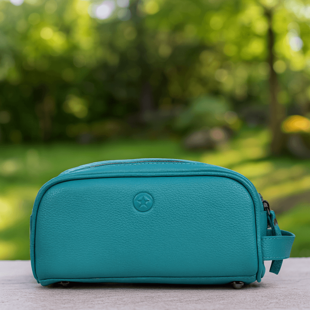 Amethyst Glow Leather Toiletry Bag - Teal