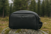 Amethyst Glow Leather Toiletry Bag - Black