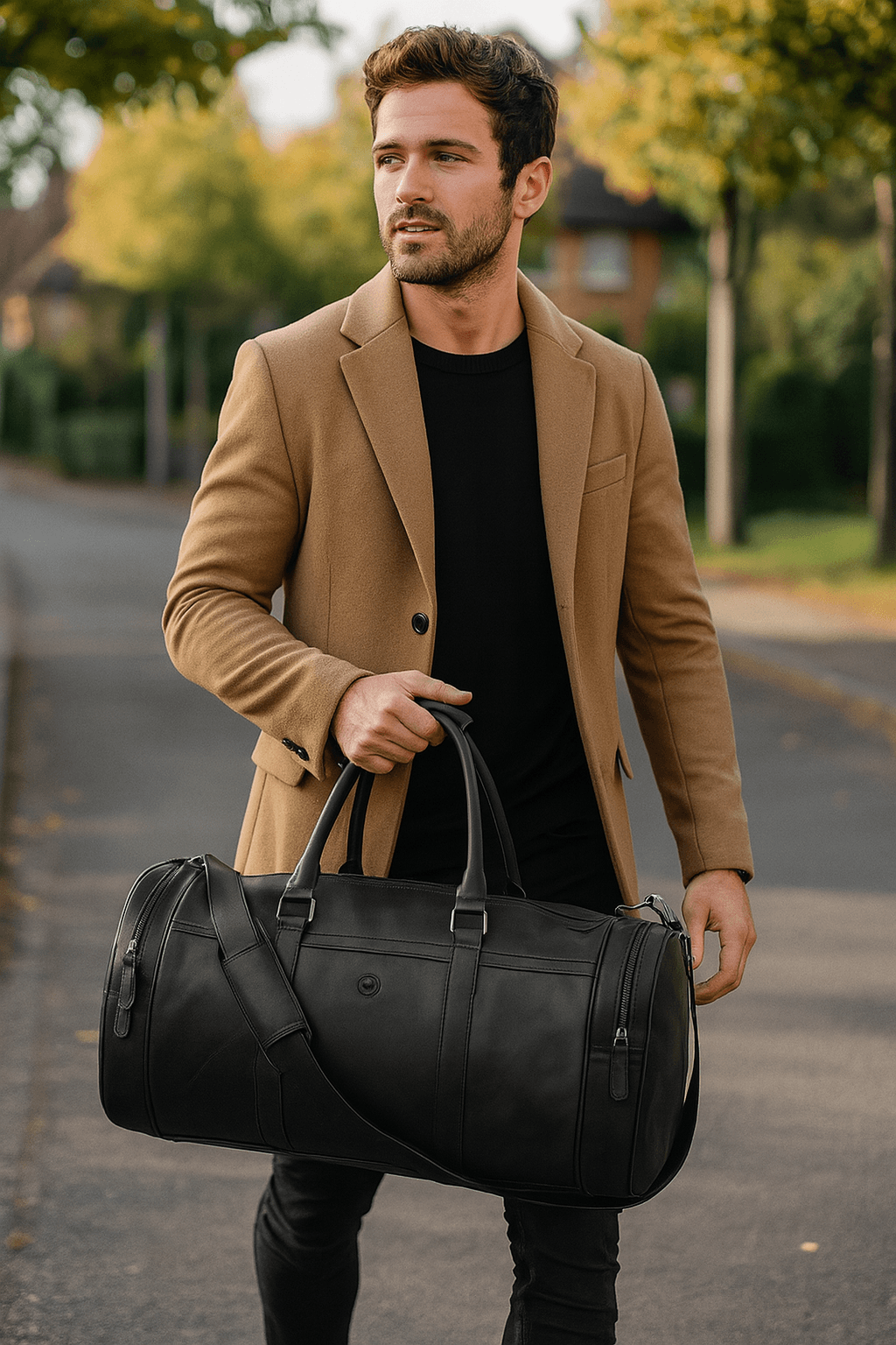 Cordoba Leather Barrel Bag - Raven Black