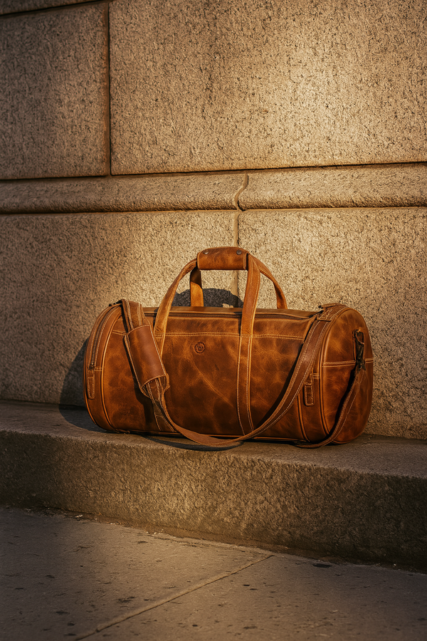 Cordoba Leather Barrel Bag - Caramel Brown