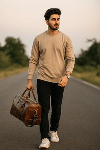 Leather Duffel Bag for Men & Women – 20Inch Travel, Weekend, Overnight, Gym