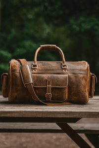 Pamplona Leather Duffle Bag - Walnut Brown