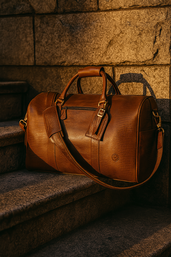 Austin Leather Overnight Bag - Cerulian