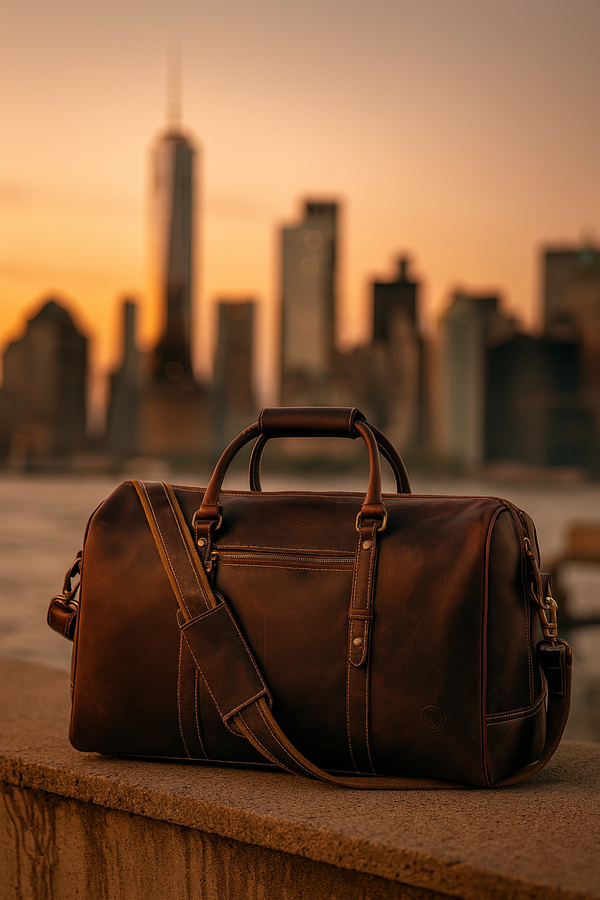 Taranto Leather Weekender Bag- Walnut Brown