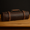Tuscania Leather Knife Roll - Hickory Brown