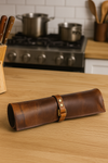 Malaga Leather MiniKnife Roll - Caramel