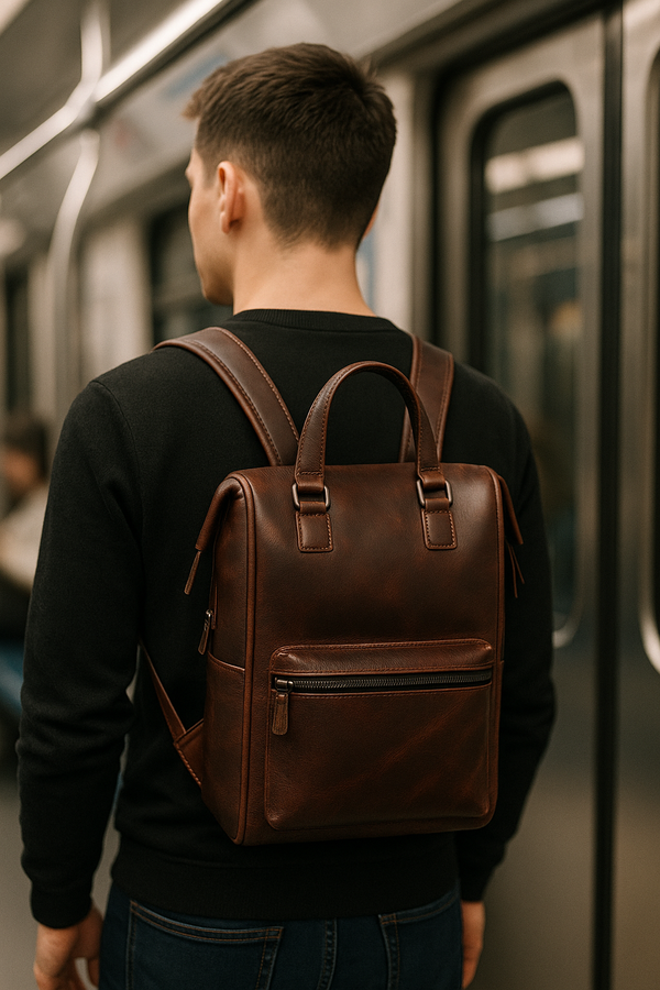 Oakland Leather Backpack - Walnut Brown