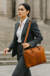 Aaron Leather Goods Full-Grain Leather Office Bag – Sleek Black Laptop Briefcase for Men