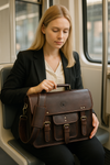 Ancona Leather Office Bag 15" - Walnut