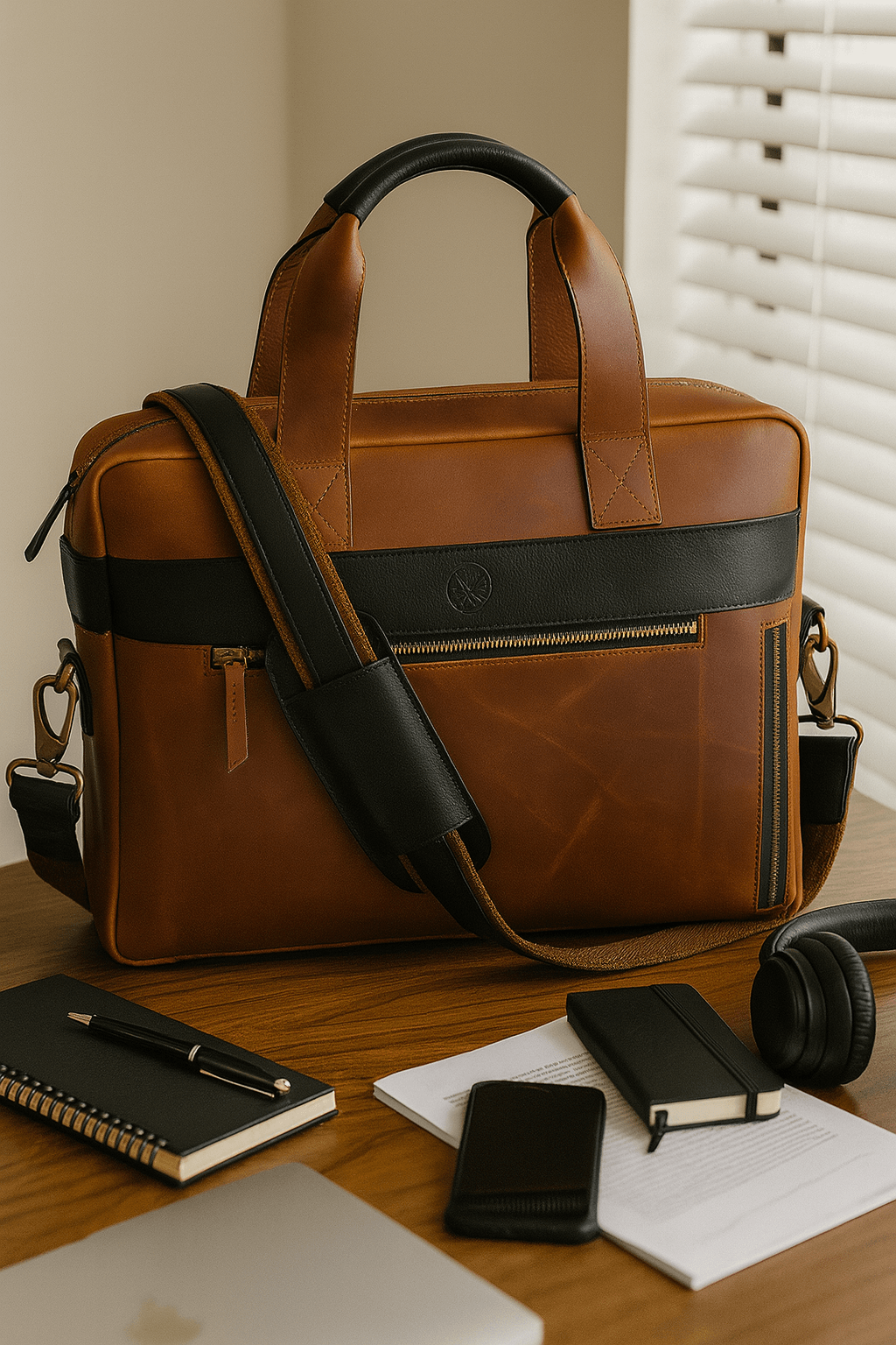 Brooklyn Leather Office Bag - Lux Tan