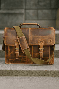 Phoenix Leather Briefcase - Caramel Brown