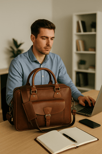 Miramas Leather Office Bag – Walnut Brown