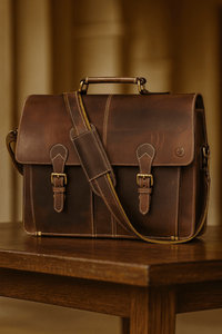 Phoenix Leather Briefcase - Walnut Brown