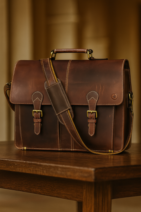Phoenix Leather Briefcase - Walnut Brown