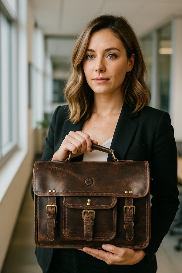 Ancona Leather Office Bag 15" -Brown