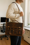 Ancona Leather Office Bag 15" - Dark Brown