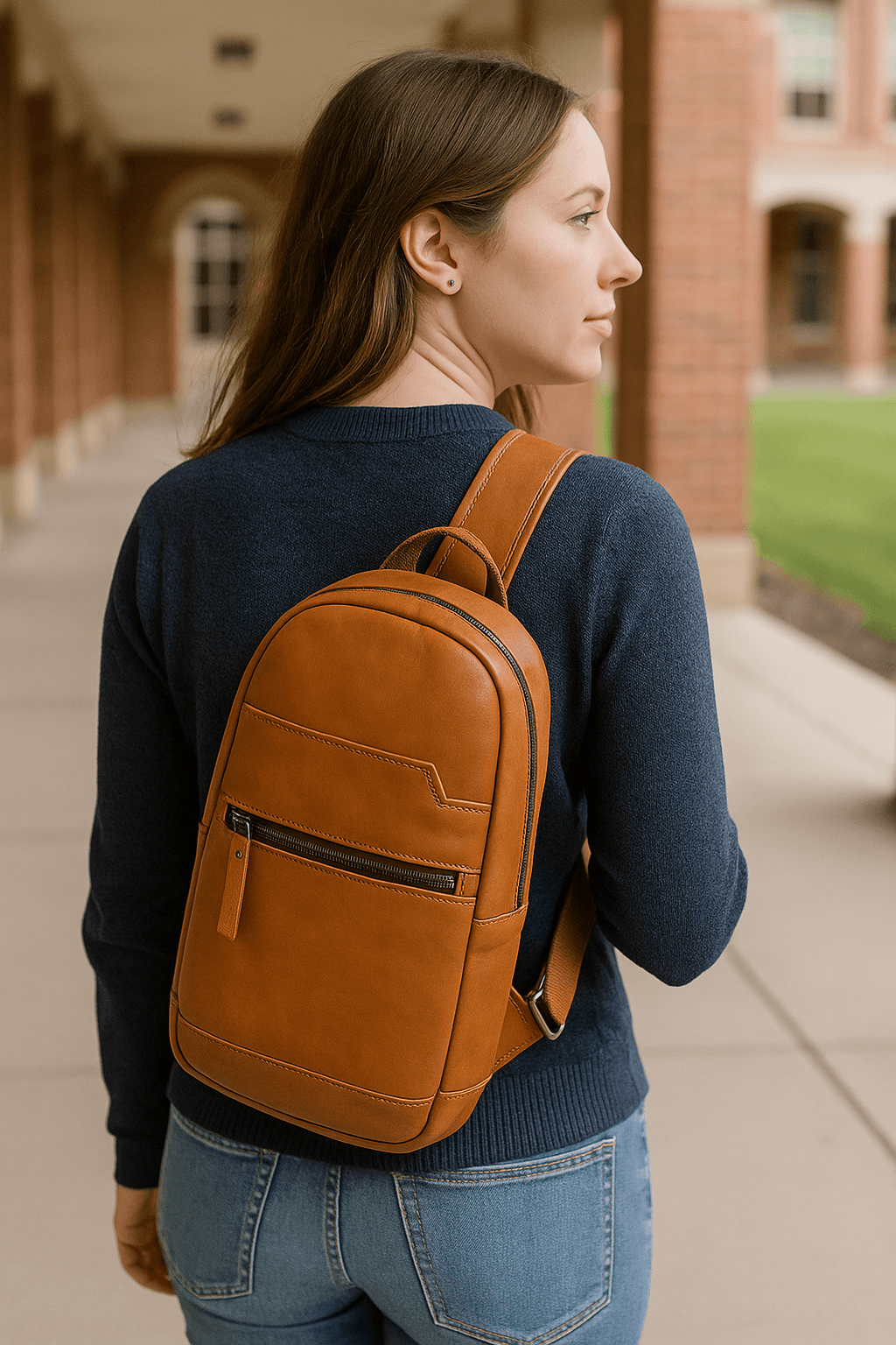 Alvin Leather Backpack - Caramel Brown