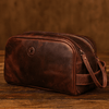 Omaha Leather Toiletry Bag - Walnut Brown - Aaron Leather Goods