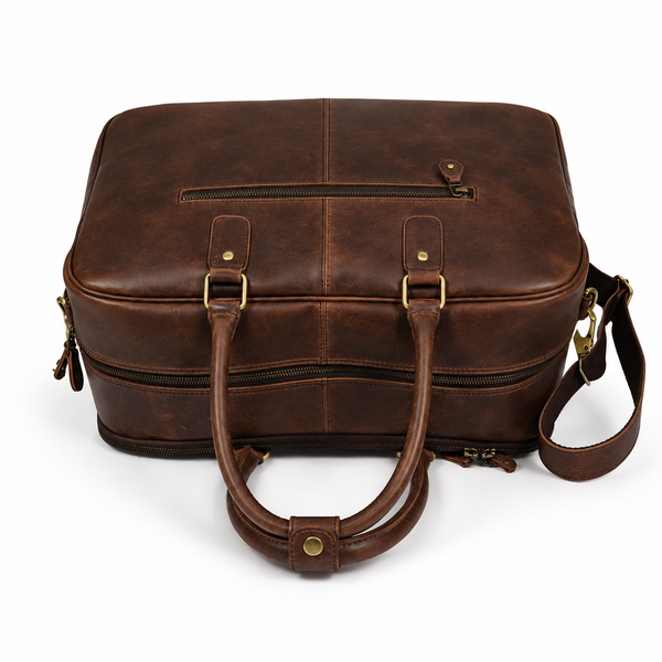 Hard Wax Leather Weekender Duffel Bag – Vintage Travel Holdall