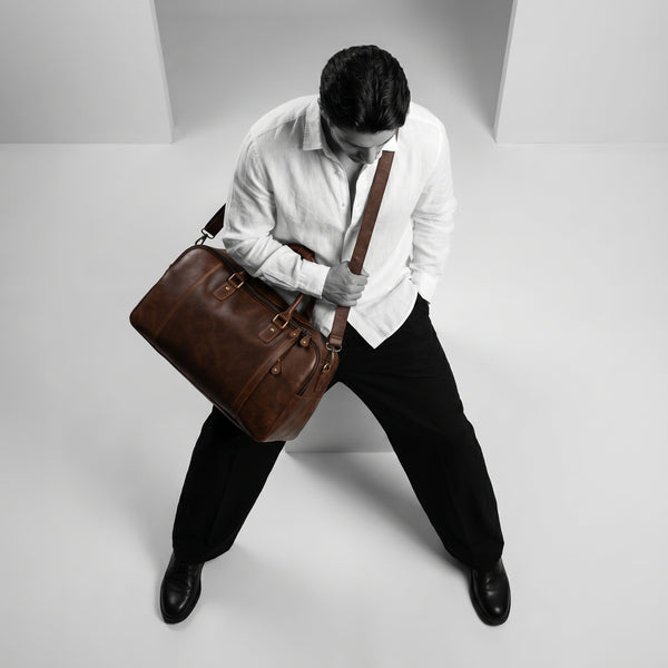 Hard Wax Leather Weekender Duffel Bag – Vintage Travel Holdall