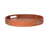 Artisan Round Leather Serving Tray - Tan