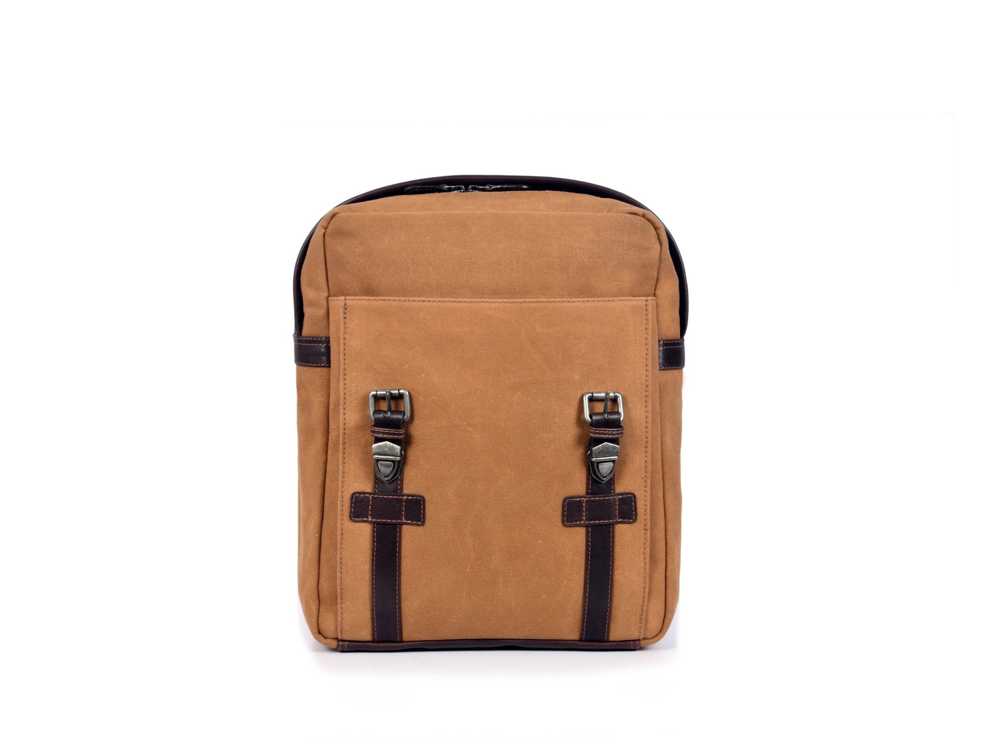cavas backpack with honey leather Rustic Rover Waxed Canvas Leather Backpack