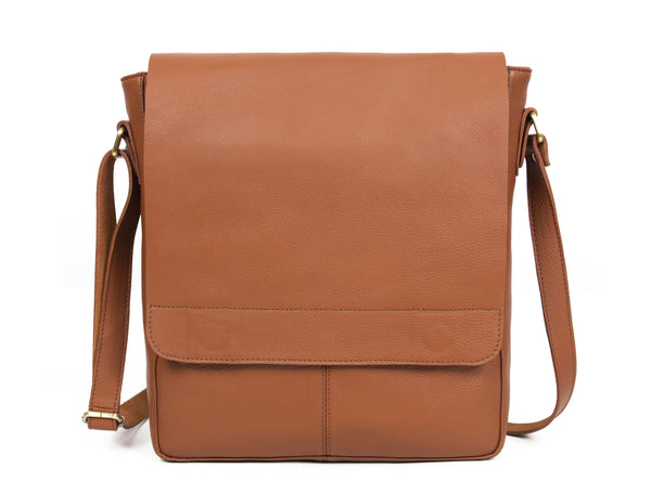 Aaron Leather Goods | Premium Full Grain Leather Messenger Bag – Tan