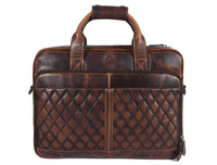 Aaron Leather Goods Quilted Leather Portfolio & Toiletry Bag Combo – Vintage Elegance Meets Everyday Utility