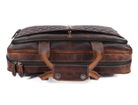 Aaron Leather Goods Quilted Leather Portfolio & Toiletry Bag Combo – Vintage Elegance Meets Everyday Utility