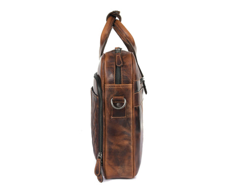 Aaron Leather Goods Quilted Leather Portfolio & Toiletry Bag Combo – Vintage Elegance Meets Everyday Utility