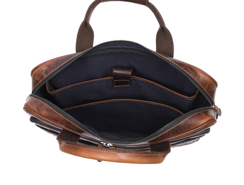 Aaron Leather Goods Quilted Leather Portfolio & Toiletry Bag Combo – Vintage Elegance Meets Everyday Utility
