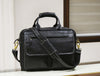 Aaron Leather Goods Black Leather Office Bag for Men | Full Grain Laptop Briefcase with Shoulder Strap – 16 Inch