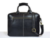 Aaron Leather Goods Black Leather Office Bag for Men | Full Grain Laptop Briefcase with Shoulder Strap – 16 Inch