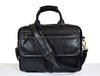 Aaron Leather Goods Black Leather Office Bag for Men | Full Grain Laptop Briefcase with Shoulder Strap – 16 Inch
