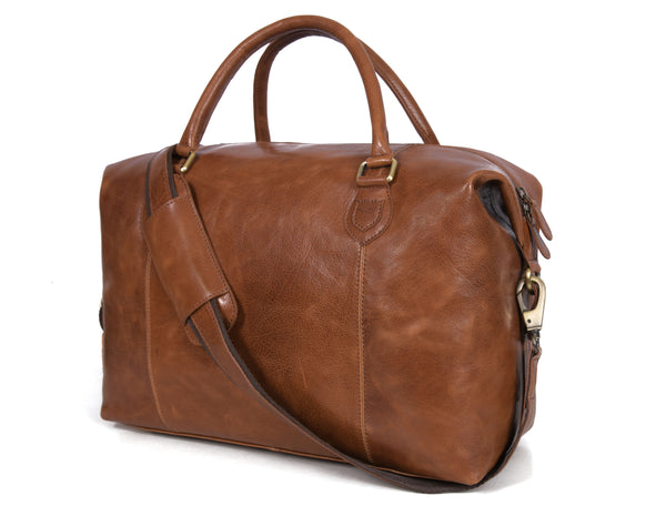 Premium Full-Grain Leather Weekender Duffel Bag for Travel & Business | 22 Inch