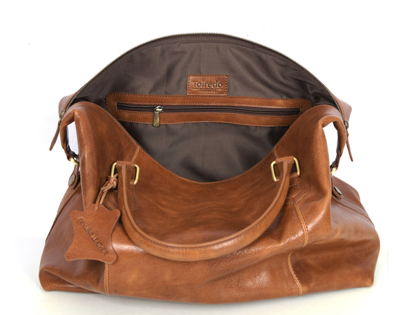 Premium Full-Grain Leather Weekender Duffel Bag for Travel & Business | 22 Inch