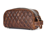 Aaron Leather Goods Quilted Leather Portfolio & Toiletry Bag Combo – Vintage Elegance Meets Everyday Utility