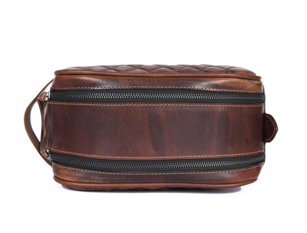 Quilted Leather Toiletry Bag – Premium Travel Dopp Kit