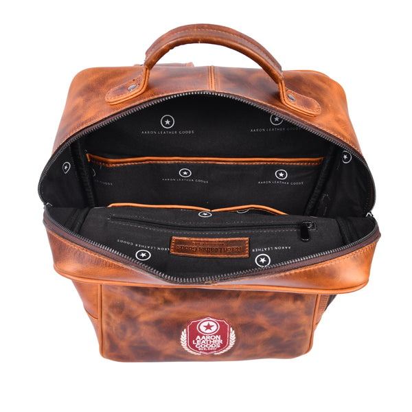 Handcrafted Brown Leather Laptop Backpack