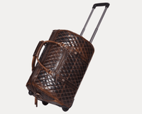 Ascend Quilted Leather Trolley Bag- Brown