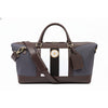 Brown Leather & Canvas Duffle Bag with Signature Stripe